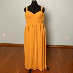 14w 16 16w C Azazie yellow orange Dress strap Empire Waist Ballgown Formal Prom